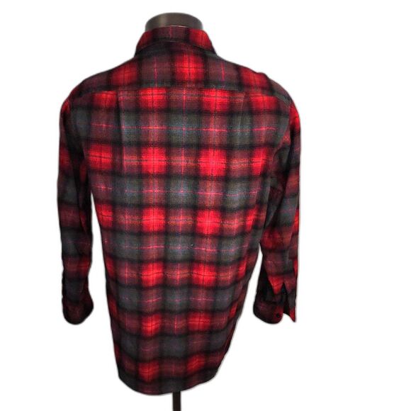 Vintage Pendleton 100% Virgin Wool Plaid Button Down Shirt Size 17.5 - Picture 2 of 6